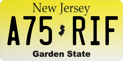 NJ license plate A75RIF