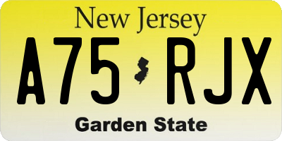 NJ license plate A75RJX