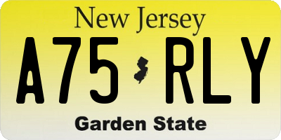 NJ license plate A75RLY