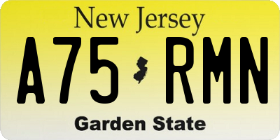 NJ license plate A75RMN