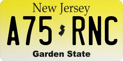 NJ license plate A75RNC