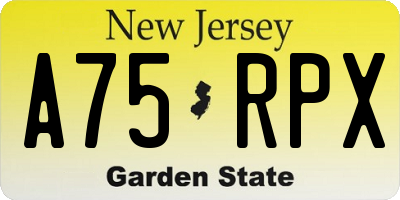 NJ license plate A75RPX