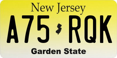 NJ license plate A75RQK