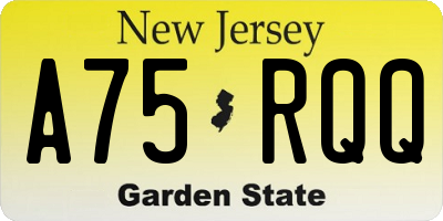 NJ license plate A75RQQ