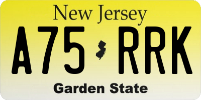 NJ license plate A75RRK