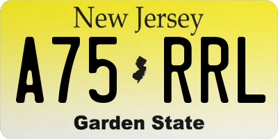 NJ license plate A75RRL