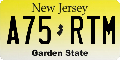 NJ license plate A75RTM