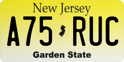 NJ license plate A75RUC