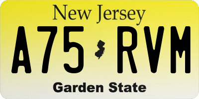 NJ license plate A75RVM
