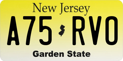 NJ license plate A75RVO