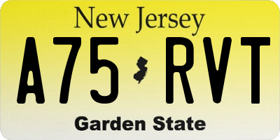 NJ license plate A75RVT