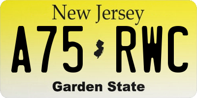 NJ license plate A75RWC
