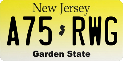 NJ license plate A75RWG
