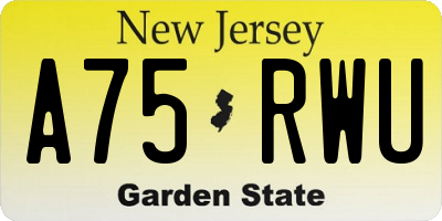 NJ license plate A75RWU