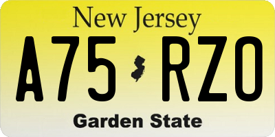 NJ license plate A75RZO