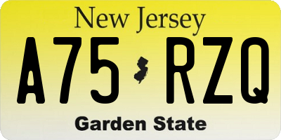 NJ license plate A75RZQ