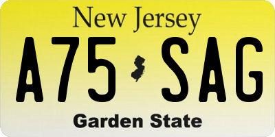 NJ license plate A75SAG