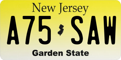 NJ license plate A75SAW
