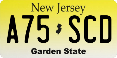 NJ license plate A75SCD