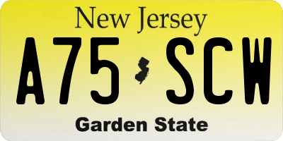 NJ license plate A75SCW