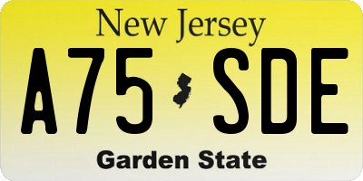 NJ license plate A75SDE