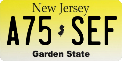 NJ license plate A75SEF