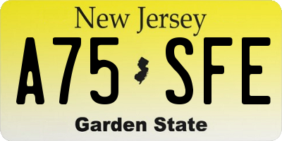 NJ license plate A75SFE