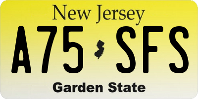 NJ license plate A75SFS