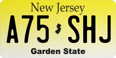 NJ license plate A75SHJ