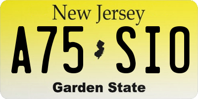 NJ license plate A75SIO