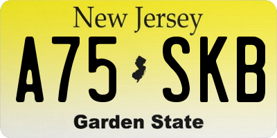 NJ license plate A75SKB