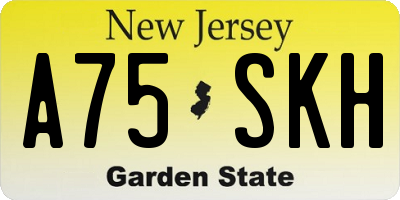 NJ license plate A75SKH