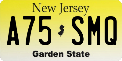 NJ license plate A75SMQ