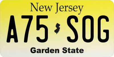 NJ license plate A75SOG