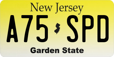 NJ license plate A75SPD