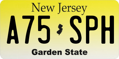 NJ license plate A75SPH