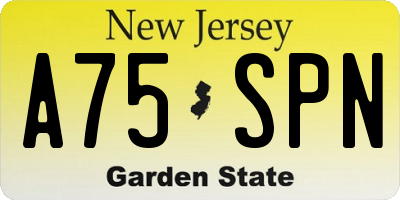 NJ license plate A75SPN