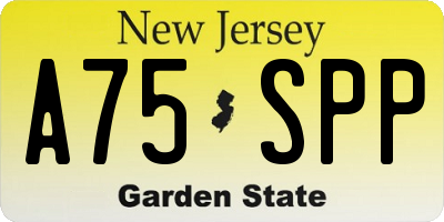 NJ license plate A75SPP