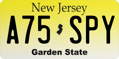 NJ license plate A75SPY
