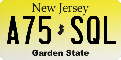 NJ license plate A75SQL