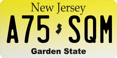 NJ license plate A75SQM