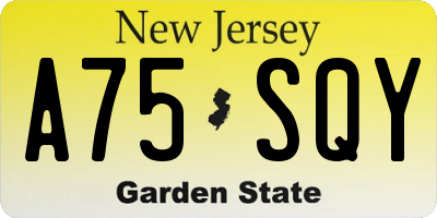NJ license plate A75SQY