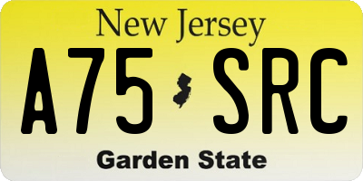 NJ license plate A75SRC