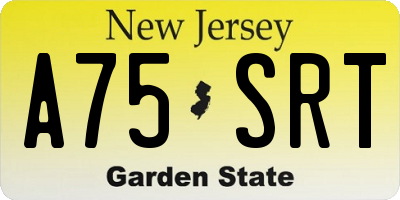 NJ license plate A75SRT