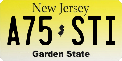NJ license plate A75STI