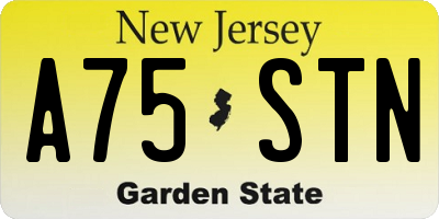 NJ license plate A75STN