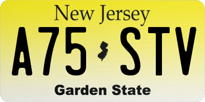 NJ license plate A75STV