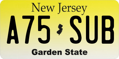 NJ license plate A75SUB