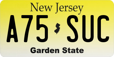 NJ license plate A75SUC