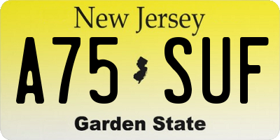NJ license plate A75SUF